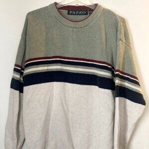 Pazzo Gray, white, burgundy and black crew neck sweater PAZZO Size L